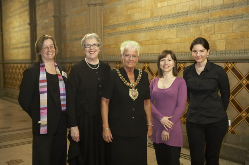 1. Opening Keynote Event at Manchester Town Hall -Prof. Evelyn Welch, Prof. Maureen Wayman, Lord Mayor of Manchester, Cllr Mavis Smitheman, Prof. Marsha Meskimmon, and Dr Patricia Allmer