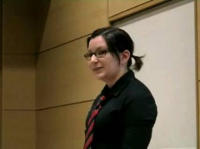 Photograph of Lindsay Hallam making presentation
